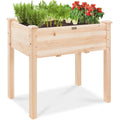 Best Choice Products 34x18x30in Raised Garden Bed, Elevated Wood Planter Box Stand for Kids, Backyard, Patio, Balcony w/Bed Liner, 150lb Capacity - Natural