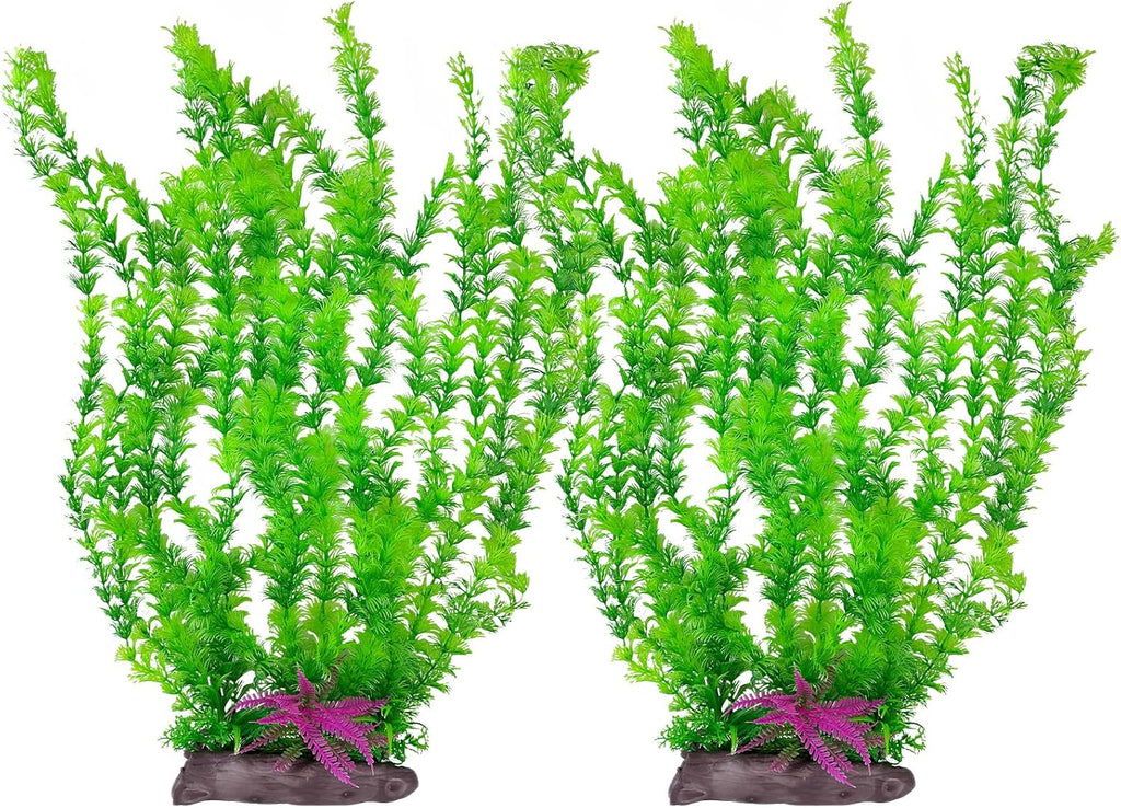 Hamiledyi Aquarium Plastic Plants Aquarium Decor Artificial Fish Tank Plants,Tall Fish Tank Decorations, Extra Large Aquarium Plant 20.4-inch Tall,2PCS