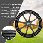 Upgraded 20" Flat Free Wheels Compatible with rubbermaid Wheelbarrow Tires, 20" Flat Free Tires with 5/8" Bearings Replacement for rubbermaid Cart Wheels/Big Wheel Utility Carts(5/8" Bearings)