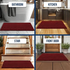 Muddy Mat Chenille Bathroom Rugs Quick Dry Microfiber Mats Non Slip Washable, Extra Thick, Soft and Highly Absorbent Bath Mats for Bathroom, Kitchen, and Shower Floor - Red Runner 59"X24"