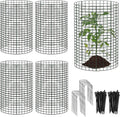 15 Pcs Large Wire Plant Protector from Animals, 5 Pack 24" H X 12" Dia Metal Plant Cage Chicken Wire Cloche with Ground Stakes and Nylon Tie to Keep Animals Out, Garden Protection Bunny Barricade