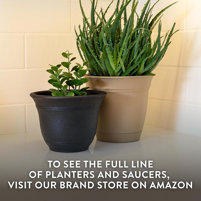 The HC Companies Sierra Round Self-Watering Pot - Lightweight Plastic Planter for Herbs & More - Durable Plant Pots for Indoor Plants & Outdoor Plants (13” Celtic Bronze, Pack of 1)