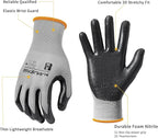 MANUSAGE Safety Work Gloves Nitrile For Men and Women, with Touchscreen Fingers, Men's Work Gloves with Grip, Mechanics Gloves (Size-M, Grey, 6 Pairs)