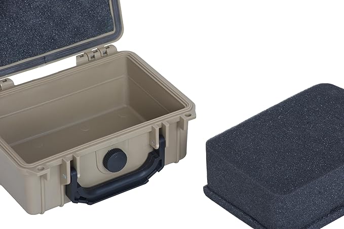 MEIJIA IP67 waterproof hard compact case,Customizable Fit Foam,8.12”x6.56”x 3.56”,Fit Use of Drones, Cameras,Equipments,lens (Desert Tan)
