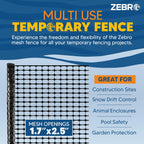 ZEBRO 4' x 100' Black Plastic Garden Fence Roll – Light Duty Mesh Fencing for Temporary Fence, Snow, Garden Netting, Animal Barrier, Agricultural Fencing & Lawn Protection