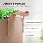 VIVOSUN 5-Pack 20 Gallons Grow Bags Heavy Duty Thickened Nonwoven Fabric Pots with Strap Handles Tan