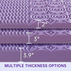 MUXHOMO 3.9 Inch 7-Zone Twin XL Mattress Topper, Egg Crate Foam Mattress Topper Twin XL Size for Back Pain, Lavender Cooling Gel Infused Bed Pad, CertiPUR-US and Oeko-TEX Certification (79"×38")
