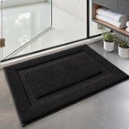 LUMI Ultra Soft Bathroom Rugs Non Slip with Rubber Backing, Absorbent Washable Bath Mat Quick Dry, Upgraded Premium Microfiber Plush Carpet for Bathtub and Shower Floor, Black, 17x30