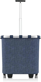 reisenthel carrycruiser Herringbone Dark Blue - Portable Shopping Trolley with Sturdy Aluminum Frame, Shoulder Strap and Removable mesh Inner Bag -Water-Repellent