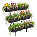 ETELI Vertical Garden Planter 3 Tier Vertical Raised Garden Bed with 6 Garden Planter Boxes Elevated Raised Bed with Drainage Holes Outdoor Standing Garden Planter for Herbs Flowers Vegetables, Black