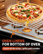 3 Pack Oven Liners for Bottom of Oven, 17x25" Large Heavy Duty Non-Stick Reusable Oven Mat for Electric, Gas, Toaster & Convection Ovens - BPA & PFOA Free, Dishwasher Safe, Kitchen Essentials, Silver