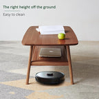 2-Tier Solid Oak Wood Coffee Table - Practical Center Table with Double Storage for Small Apartments, Living Rooms, Bedrooms, and Offices (Walnut, 39.37" D x 19.69" W x 17.32" H)