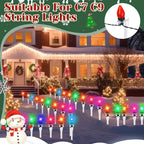 Jetec 200 Pieces Christmas Light Stakes Universal Yard Lawn Holiday 7.5 Inches Light Ground Stakes for C7 C9 String Lights Christmas Outdoor Lights Holders on Yards, Driveways (Clear)