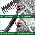 63'' Bow Rake ，17 Tines Metal Head Rakes with Stainless Steel Handle，Heavy Duty Garden Rake for Loosening Soil Gathering Leaf Leveling Lawn Farming Land Management Yarn Thatch Rake