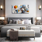 Large Abstract Canvas Wall Art Modern Living Room Bedroom Home Office Wall Decor Grey Geometric Abstract Picture Framed Canvas Prints Size 30x60