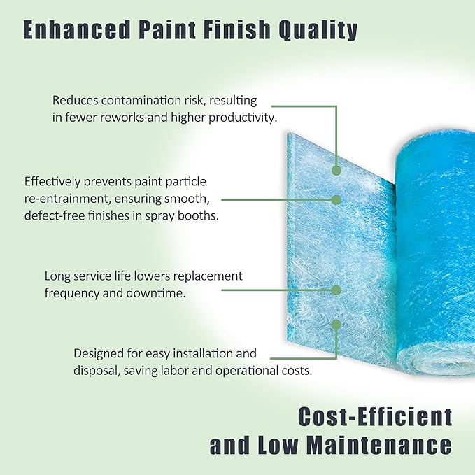 Fiberglass Paint Booth Filter Roll for Spray Booth 18-Gram Blue 200ft (40.5" x 200ft)