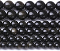 Gold Obsidian Stone Beads for Jewelry Making DIY Craft Gemstone Beads Kit (6mm, 60pcs) Cosmic Crystal Pebbles for Bracelets, Necklaces, Home Decor