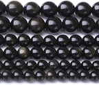 Gold Obsidian Stone Beads for Jewelry Making DIY Craft Gemstone Beads Kit (6mm, 60pcs) Cosmic Crystal Pebbles for Bracelets, Necklaces, Home Decor