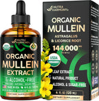 Mullein Drops for Lungs - USDA Organic Liquid - Mullein Leaf Extract Supplement - Made in USA - Lung & Bronchial Cleanse for Smokers - Respiratory Health Support - As Tincture, Tea, Pills - 4 fl oz