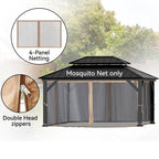 Covered Outdoor Gazebo Mosquito Netting Replacement Universal 4-Panel Sidewalls 12' x 16', Outdoor Gazebo Mosquito Nettings with Double Zipper, Replacement for Patio Canopy, Garden (Mosquito Net Only)