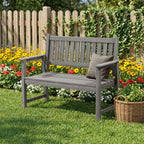 ACUEL All Weather Poly Lumber Outdoor Garden Bench, 2-Person, Light Gray