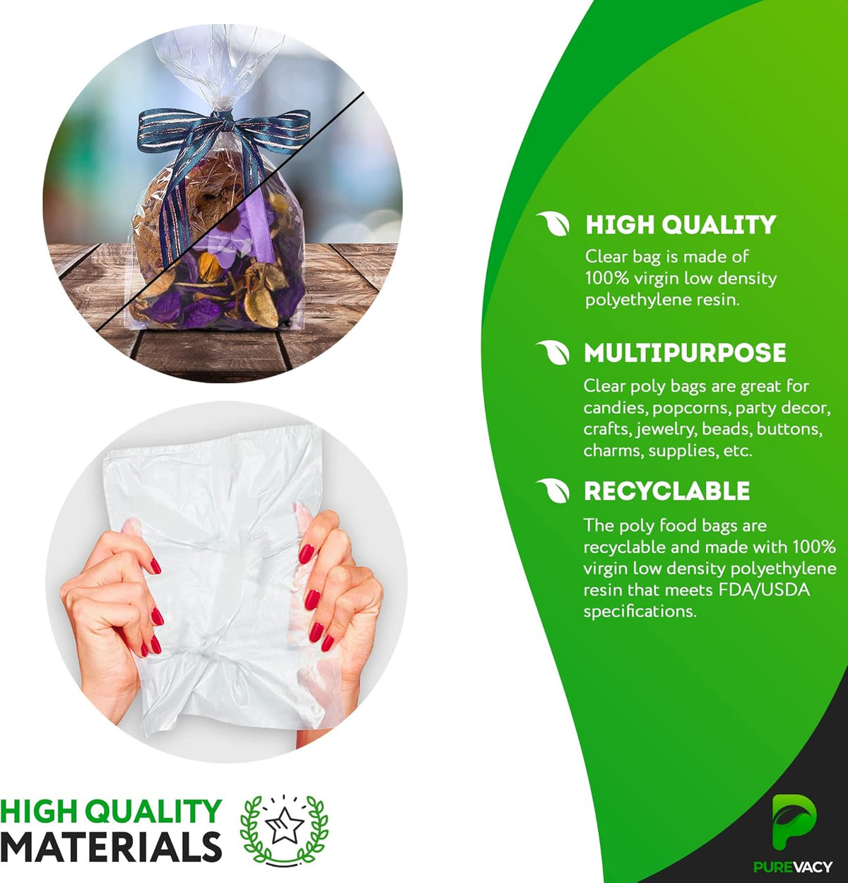 Gusseted Plastic Bags, 8 x 4 x 18 Inches. Pack of 1000 Clear Gusseted Poly Bags. 2 Mil Polyethylene Flat Bottom Bag with Side Gusset. Plastic Bread Bag. Clear Baggies for Treats