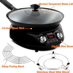 Nuwave Mosaic Induction Wok, Precise Temp Controls from 100°F to 575°F in 5°F, Wok Hei, Infuse Complex Charred Aroma & Flavor, 3 Watts 600,900 & 1500, Authentic 14-inch Carbon Steel Wok Included,Black