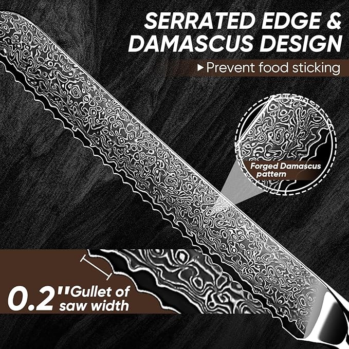 Purple Dragon Bread Knife for Homemade Bread, 8 Inch Serrated Knife for Slicing Sourdough Bread, Cake & Fruits - Gift Box