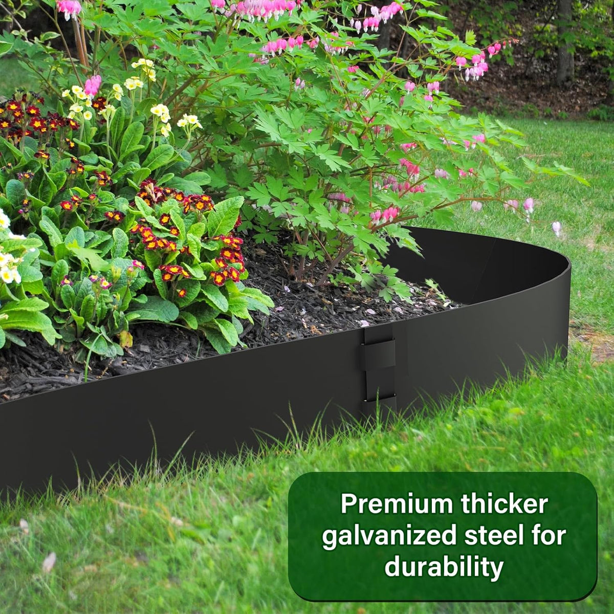6-Pack 8 inch Black Metal Landscape Edging, Metal Garden Edging Border with 6 Clips,40 Inch Steel Landscape Edging for Yard, Garden, Lawn