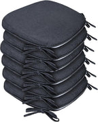 SleepMan Outdoor 17"x16" Chair Cushions with Ties Set of 6, Water Resistant All Weather U-Shape Seat Pads for Patio Garden Furniture Indoor Fade Resistant Patio Cushions (Grey Black)