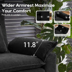 URRED Oversized Modular Sectional Sofa，Solid Black：122" U Shaped | Modern Comfy Cloud Couch with Movable Ottoman and Pillow, Deep Seat Couches for Living Room, Bedroom or Apartment