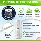 Bright White Twine String - #18 Strong Nylon String - 250 Ft Length - White String for Gardening, Nylon Twine for Plants