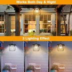 Solar Shed Lights with 2 Motion Sensors, Classic Metal Solar Chandelier Outdoor with 5 Lighting Modes, Waterproof Pendant Lamp with Remote Control for Barn, Gazebo, Garden, Patio(16.4FT Cord)