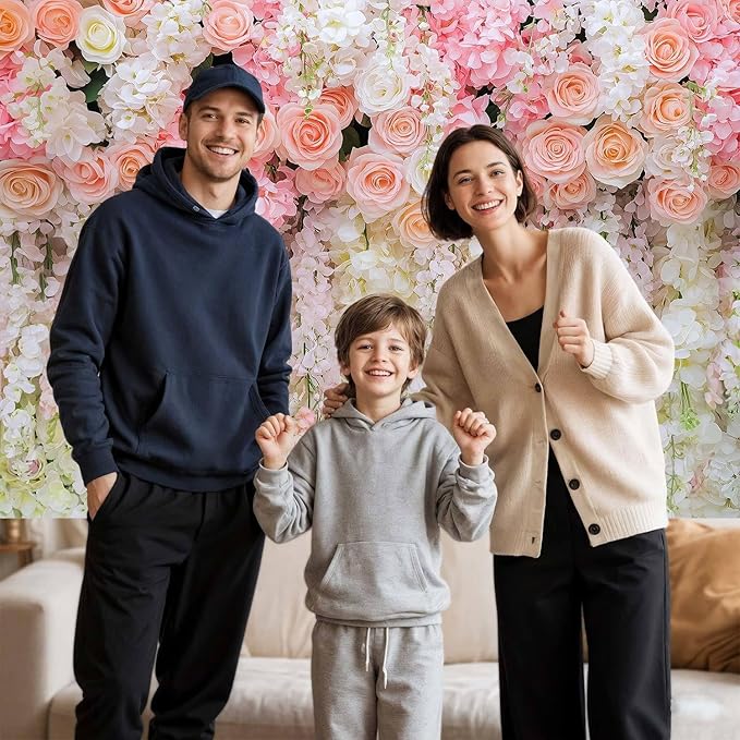 20x10ft Pink Rose Flower Wedding Photography Backdrop Spring Floral Photography Backdrop Valentine's Day Mother's Day Girl Birthday Baby Shower Wedding Bridal Party Banner Photo Booth Props Background