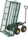 GarveeLife 900 LBS Garden Dump Cart with Removable Sidewalls, Heavy Duty Steel Dump Wagon with 180° Swivel Handle & 10 in Tires, Yard Cart Utility Wheelbarrow for Backyard Farm