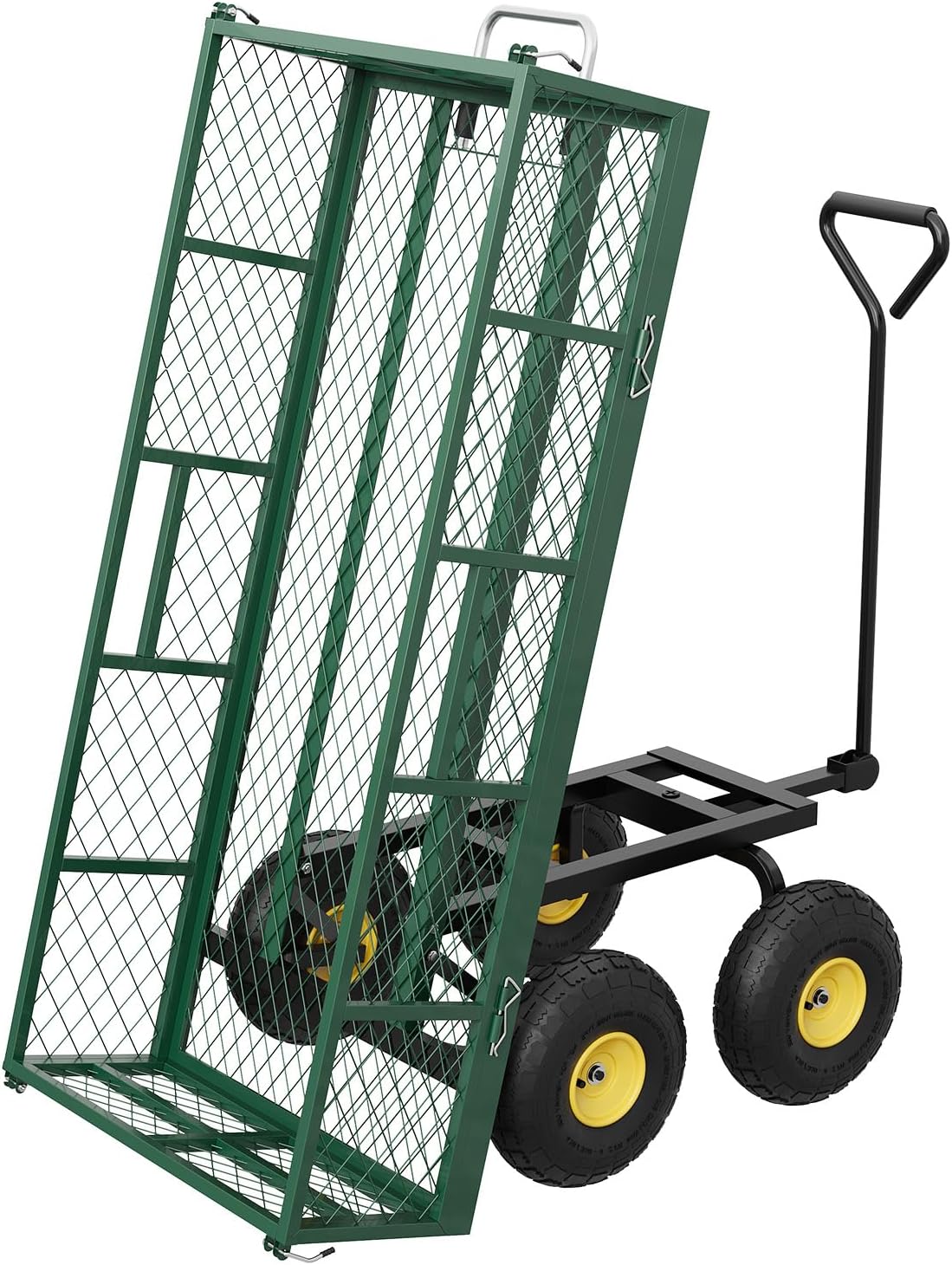 GarveeLife 900 LBS Garden Dump Cart with Removable Sidewalls, Heavy Duty Steel Dump Wagon with 180° Swivel Handle & 10 in Tires, Yard Cart Utility Wheelbarrow for Backyard Farm