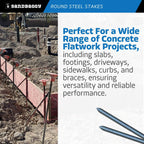 Sandbaggy Round Steel Concrete Form Stakes with Nail Holes - Rust Resistant Coating - Removable, Reusable (10, 3/4 in X 24 in)