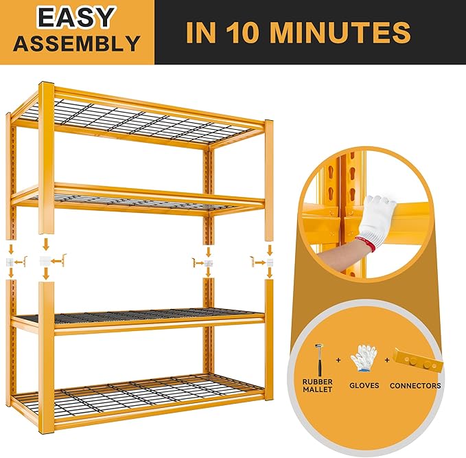 REIBII 40" W Garage Shelving 2240 LBS Storage Shelves Heavy Duty Metal Shelving 4 Tier Metal Shelves for Storage Adjustable Garage Shelf for Pantry Basement Warehouse 40" W × 19.5" D × 59.5" H
