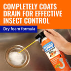 TERRO Drain Insect Killer - T590 Drain Fly Killer Spray - Foam Treatment for Fruit Flies, House Flies, and Cockroaches