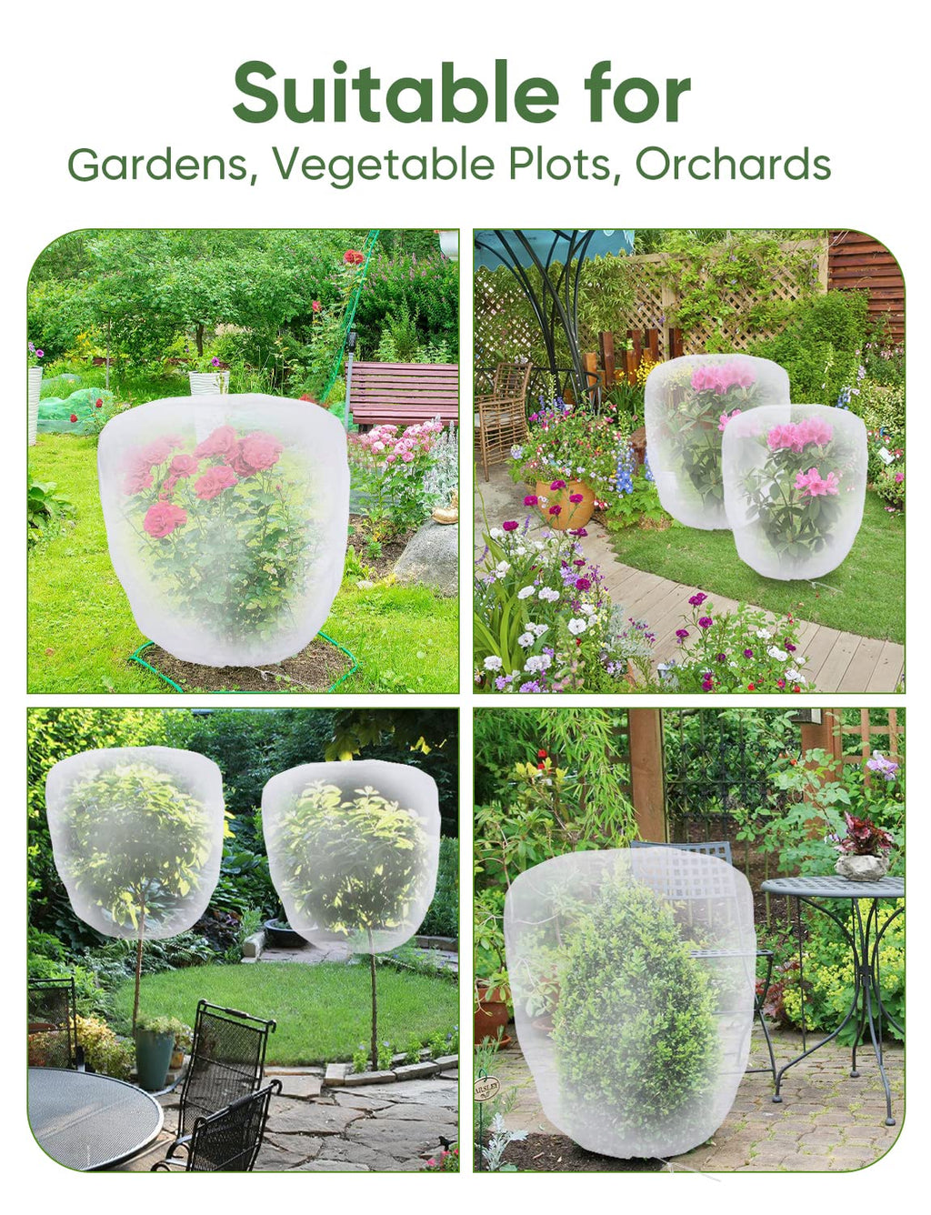 Bird Netting for Garden Protection - 4 Pack Garden Netting Pest Barrier with Drawstring,3.3Ft x 2.7Ft Mosquito Net Tomato Protective Cover Garden Plant Netting for Cicadas Vegetables Blueberry Bushes