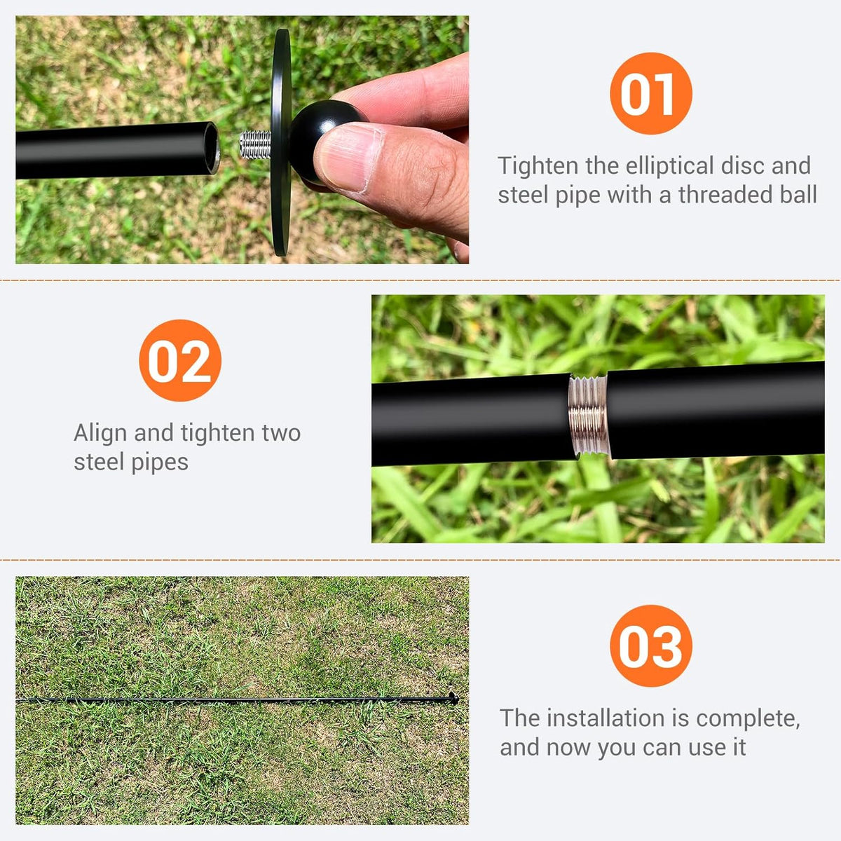 6 Sets Garden Stake Netting Support, Heavy Duty Metal Garden Poles for Netting, Powder Coated Carbon Steel Lawn Plant Support Cage, 72 Inch Garden Fencing Protection Frame