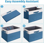 GhvyenntteS Storage Baskets for Shelves 3 Pack, Large Fabric Storage Bins with 3 Handles, Collapsible Closet Organizers and Storage, Sturdy Closet Organizer Bins/Laundry Room Organization, Blue