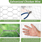 Chicken Wire Fencing Mesh, Galvanized Hexagonal Floral Chicken Wire, Outdoor Anti-Rust Chicken Wire Poultry Netting for Garden Fence (1.5 ft x 100 ft, Hot-Dipped)