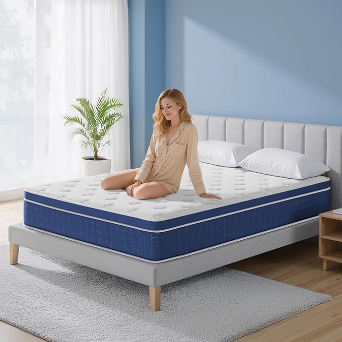 Twin Size Mattress 10 Inch, Twin Mattress in a Box, Hybrid Memory Foam Medium Firm Feel Individual Pocket Springs Matress, Breathable Fabric, Strong Edge Support, Fiberglass Free
