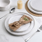 LIANYU Stoneware Dinnerware Sets, 12 Piece Plates and Bowls Dish Set for 4, Kitchen Speckled Dinner Ware Dining Dishware, Microwave & Dishwasher Safe, Polar White