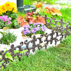 Sungmor Decorative Cast Iron Flower Bed Edging for Landscaping, 4PC Heavy Duty & Sturdy Low Garden Fence, 9.4" Tall Small Picket Fence, Pretty Vintage Lawn Edge Barrier, Outdoor Yard Decor Stakes