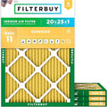 Filterbuy 20x25x1 Air Filter MERV 11 Superior Pet & Allergy Defense (4-Pack), Electrostatic Pleated HVAC AC Furnace Filters Replacement, Made in USA (Actual Size: 19.50 x 24.50 x 0.75)