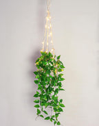 2 Packs Fake Hanging Plant with Lights Artificial Plants with Pots for Home Decor Macrame Plant Hanger with Faux Vines Greenery for Bedroom Bathroom Room Ceiling Wall Boho Decor Indoor Outdoor