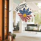 AVOIN colorlife 4th of July Patriotic House Flag 28x40 Inch Double Sided Outside, Memorial Day Welcome Floral Daisy Yard Outdoor Decoration
