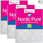 Nordic Pure 16x16x1 (Actual Size: 15 3/4 x 15 3/4 x 3/4) Tru Mini Pleat MERV 13 AC Furnace Air Filters – 2.5X More Media for Longer-Lasting, High-Efficiency Filtration - 3 Pack